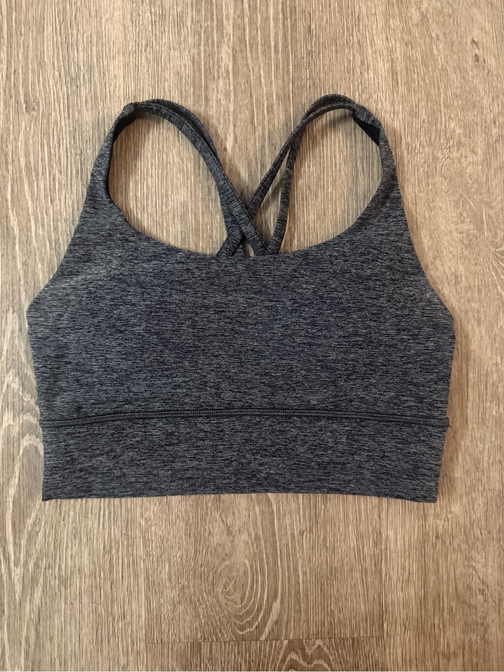 LULULEMON Size 4 Black Gray Heathered Longline Strappy B/C Cup Sports Bra